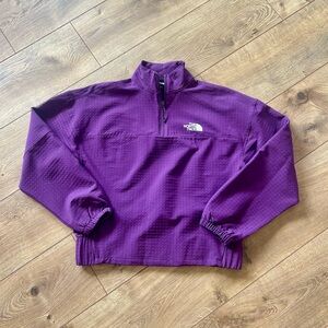 Women’s The North Face Tekware Grid 1/4 Zip Pullover in Black Currant